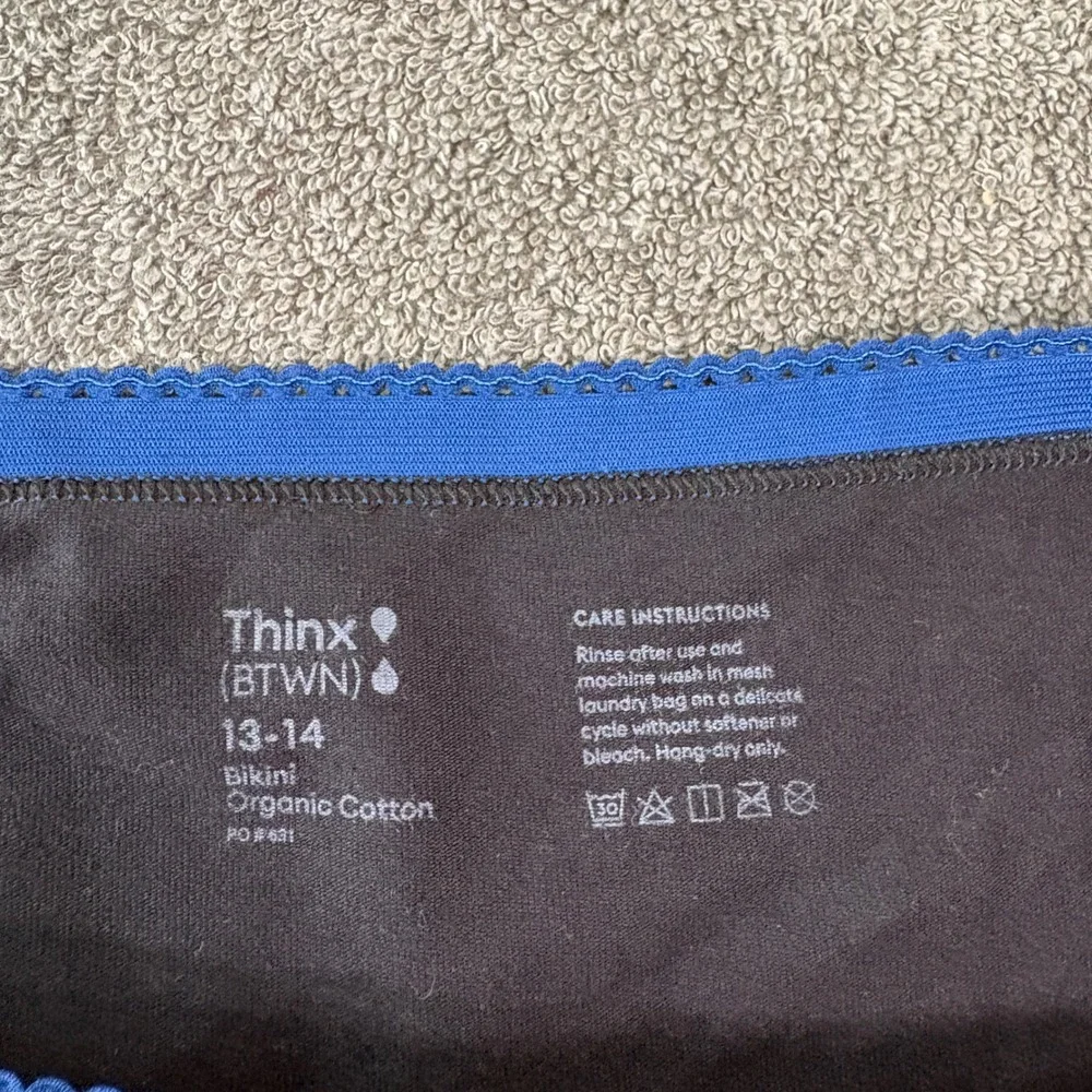 Thinx Period Underwear Girls 13-14 Blue Confetti Bikini Super Absorbency NEW